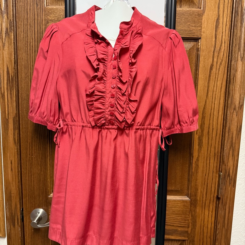 Apt 9 Coral Ruffle Tunic Shirt